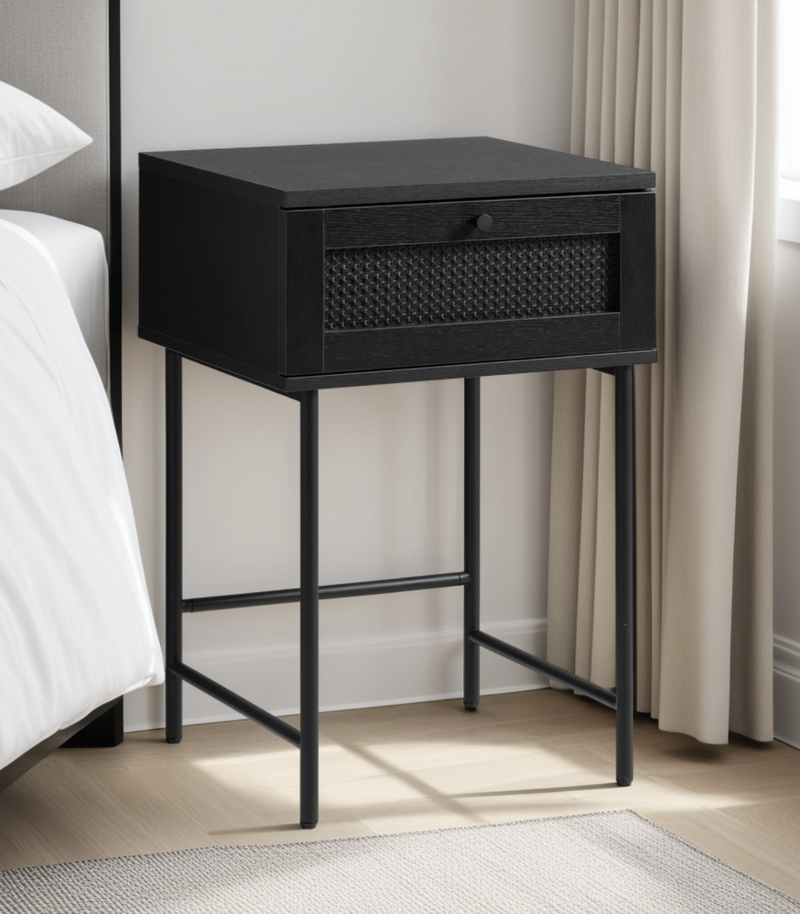 Pensacola Sidebord, Sort Melamin, 45x45x70 cm, 1 Skuffe