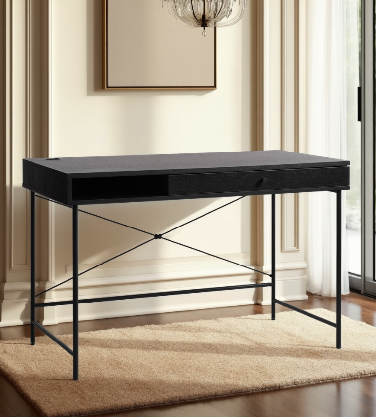 Pensacola Skrivebord, Sort Melamin, 120x60x76 cm