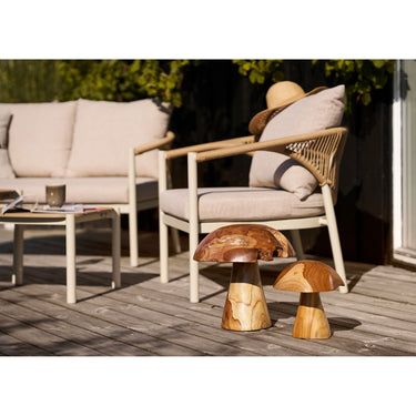 House Nordic - Kodi Dekorations Svampe Teak Natur - Sæt af 2 stk. H25 og H35 cm