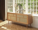 Barrali Skænk - Natur Eg med Rattan - Nordisk Design, 180x80x45cm