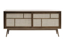 Barrali Skænk - Smoked Eg med Rattan - Nordisk Design, 180x80x45cm - Bolig og Haven