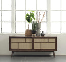 Barrali Skænk - Smoked Eg med Rattan - Nordisk Design, 180x80x45cm - Bolig og Haven