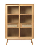 Barrali Vitrineskab, 160x110x40 cm - Natur Eg med Glas - Nordisk Design