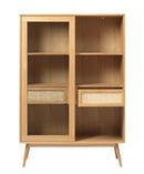 Barrali Vitrineskab, 160x110x40 cm - Natur Eg med Glas - Nordisk Design