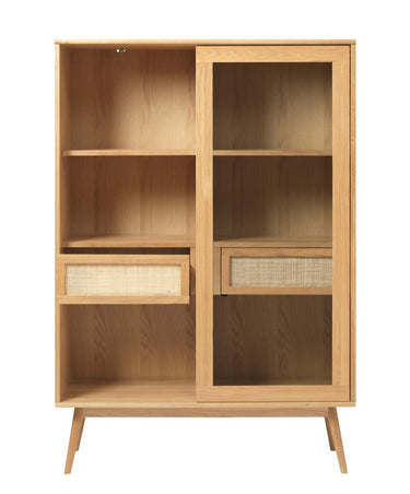 Barrali Vitrineskab, 160x110x40 cm - Natur Eg med Glas - Nordisk Design