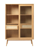 Barrali Vitrineskab, 160x110x40 cm - Natur Eg med Glas - Nordisk Design