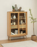 Barrali Vitrineskab, 160x110x40 cm - Natur Eg med Glas - Nordisk Design