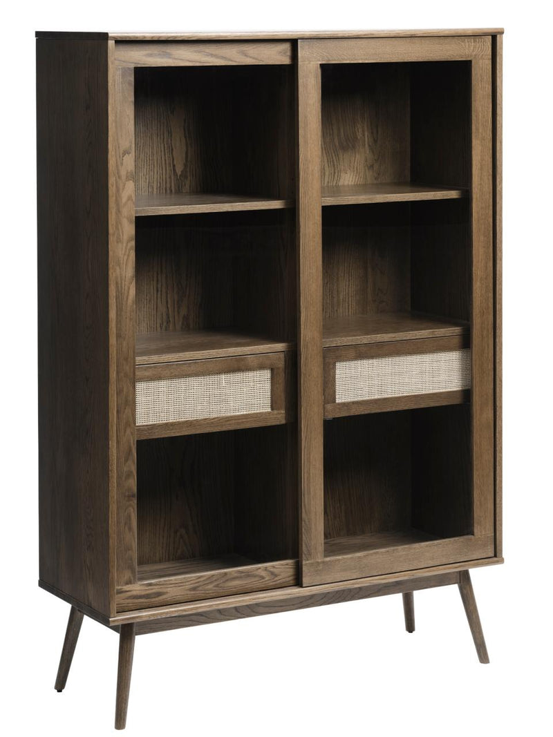 Barrali Vitrineskab 160x110x40 cm - Røget Eg med Glas - Nordisk Design