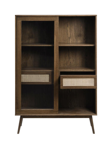 Barrali Vitrineskab 160x110x40 cm - Røget Eg med Glas - Nordisk Design - Bolig og Haven