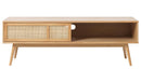 Barrali TV-bord 150 cm - Natur eg med Rattan, 150x50x45cm