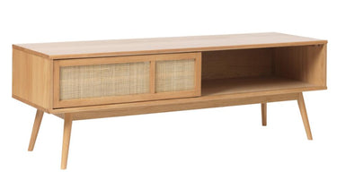 Barrali TV-bord 150 cm - Natur eg med Rattan, 150x50x45cm
