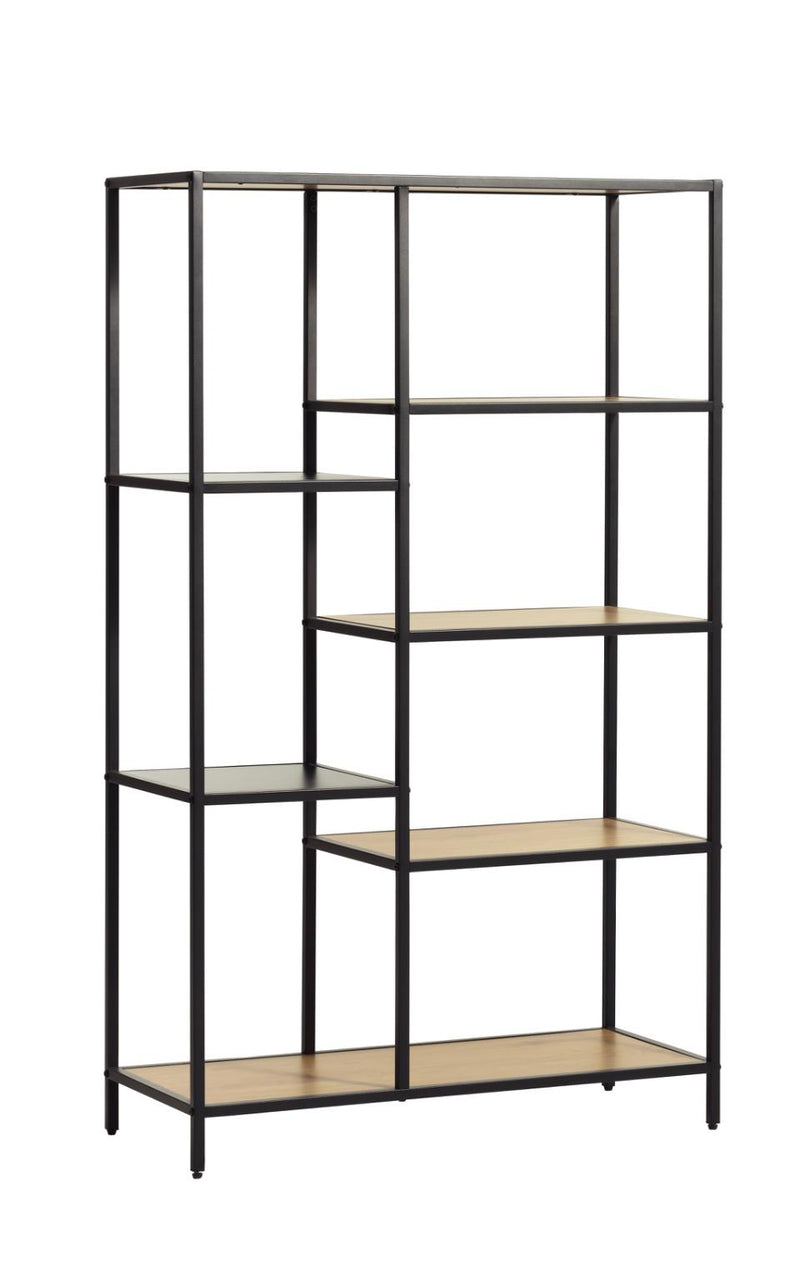 Altino reol – Wild Oak melamin og sort metal, 146x80x31,6cm