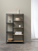 Altino reol – Wild Oak melamin og sort metal, 146x80x31,6cm