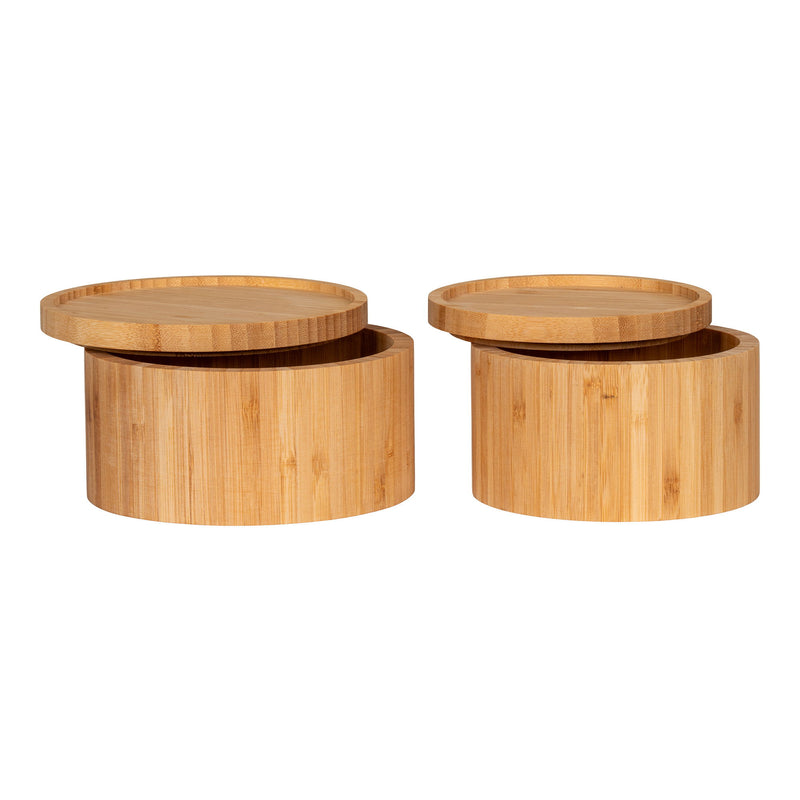 House Nordic - Chefalu opbevaringsboks, bambus, natur sæt af 2 stk.,Ø13/15×8 cm
