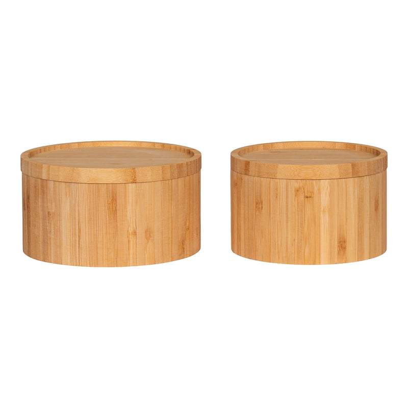 House Nordic - Chefalu opbevaringsboks, bambus, natur sæt af 2 stk.,Ø13/15×8 cm