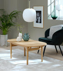 Carno Sofabord - Naturlig Eg med Oval Form, 130x70x38cm