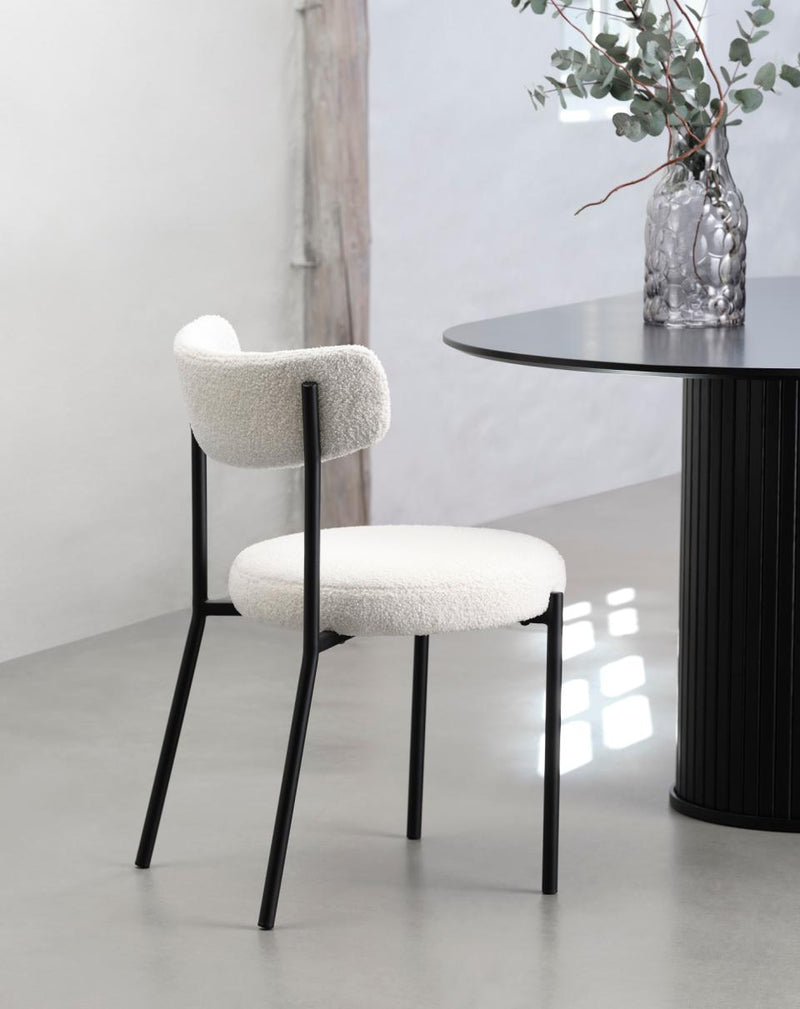 Gimli Spisebordsstol, Offwhite Teddystof, 47x54,5x79,5 cm, Sæt af 2