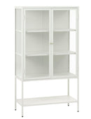 Carmel Højskab 160 cm - Greige Metal med 2 Glaslåger og Høje Ben