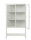 Carmel Højskab 160 cm - Greige Metal med 2 Glaslåger og Høje Ben