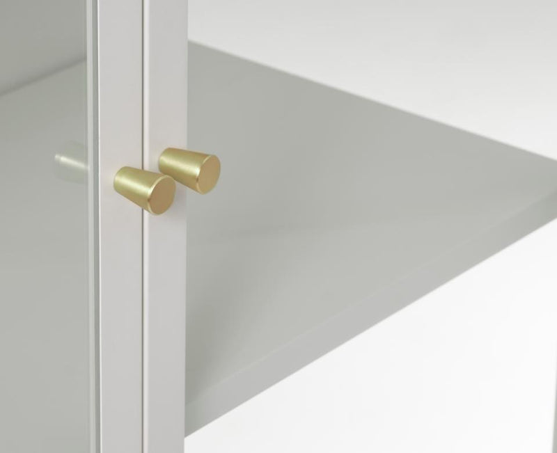 Carmel Højskab 160 cm - Greige Metal med 2 Glaslåger og Høje Ben