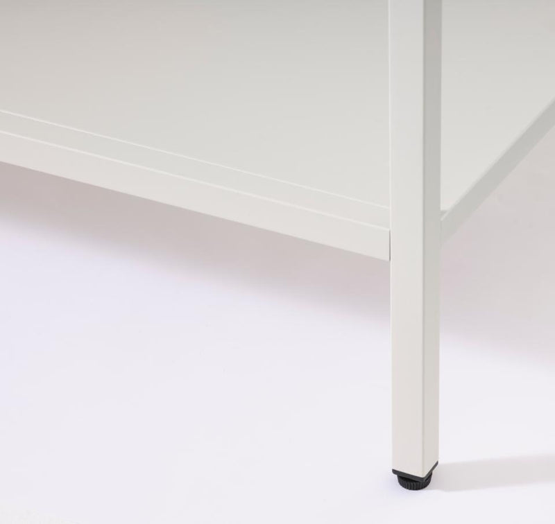 Carmel Højskab 160 cm - Greige Metal med 2 Glaslåger og Høje Ben