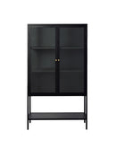 Carmel Højskab 160 cm - Sort Metal med 2 Glaslåger og Høje Ben