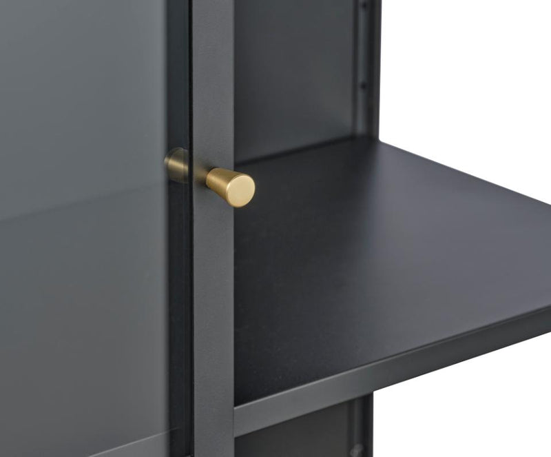 Carmel Højskab 160 cm - Sort Metal med 2 Glaslåger og Høje Ben