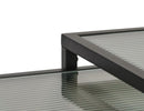 Bronco sidebord sæt, sort metal og riflet glas, 50x50-45x45cm