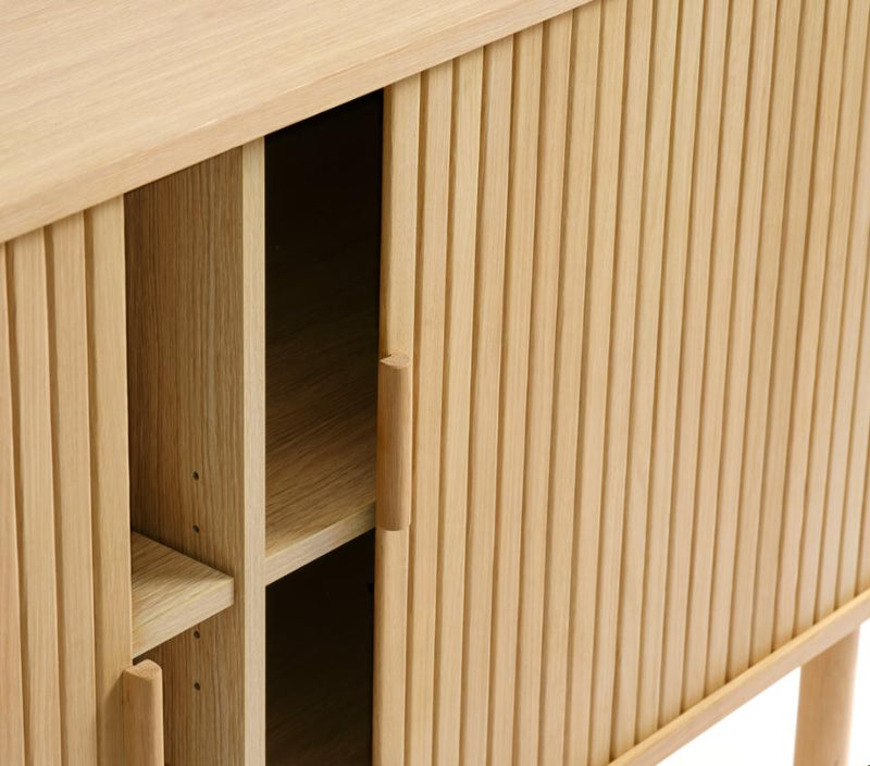 Cavo Skænk 160 cm - Naturlig Eg med Skydelåger