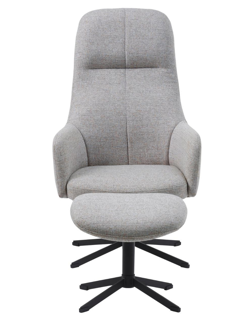 Manning Lænestol, med Fodskammel, Lysegrå, 67x78x116,5 cm