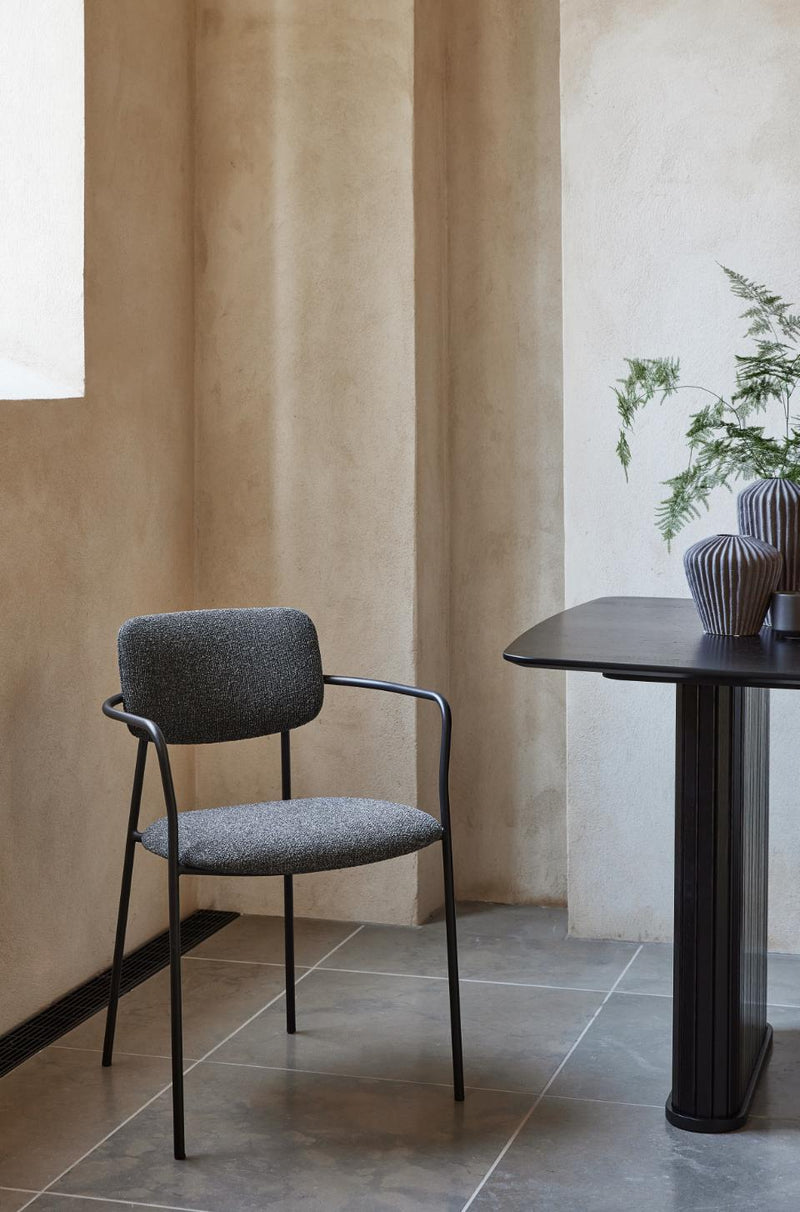 Zama stol, mørkegrå melange, sort, Sæt af 2