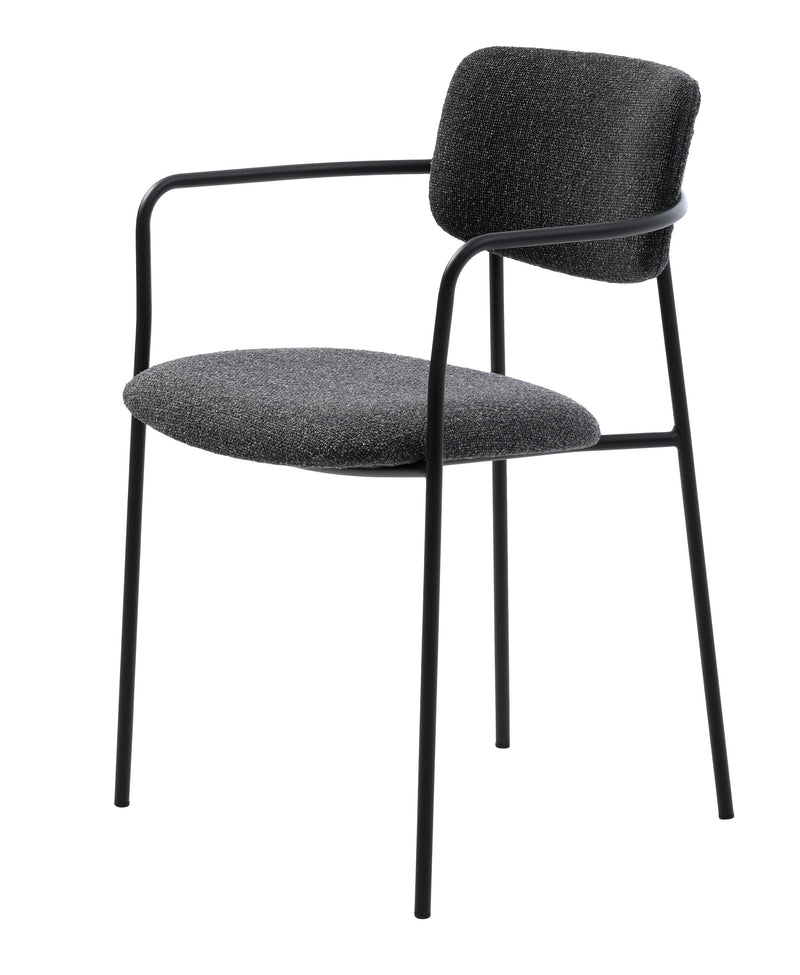 Zama stol, mørkegrå melange, sort - Sæt af 2