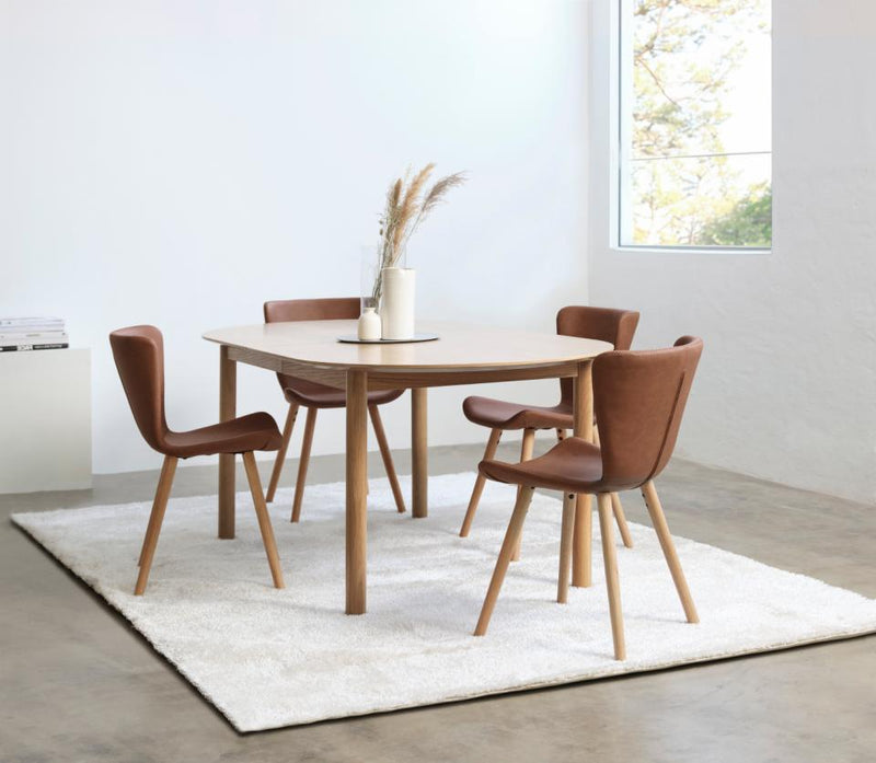 Teslin Spisebordsstol, Tan PU, 48,5x54,5x82 cm - Sæt af 2