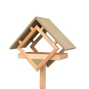 Hortus - Fuglefoderhus af fyrretræ olivengrøn med umalet stander