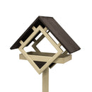 Hortus - Fuglefoderhus af fyrretræ sort med olivengrøn stander