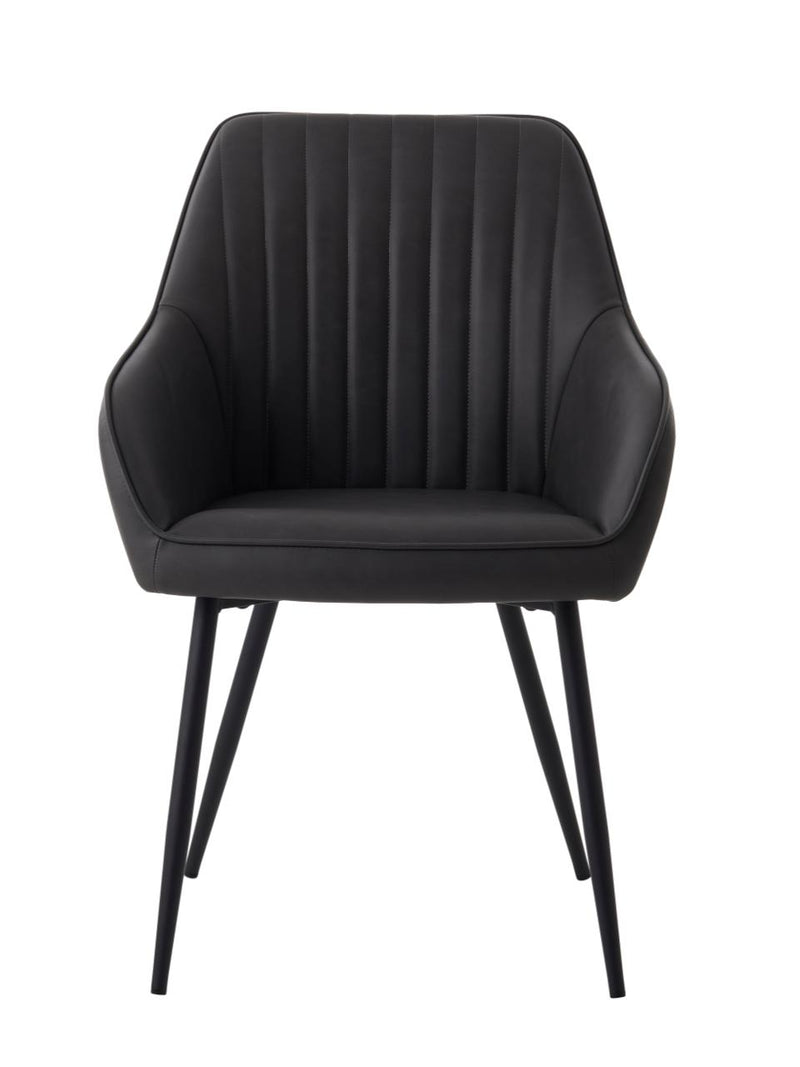 Nolan Spisebordsstol, Mørkegrå PU, 58x59,5x84 cm, Sæt af 2