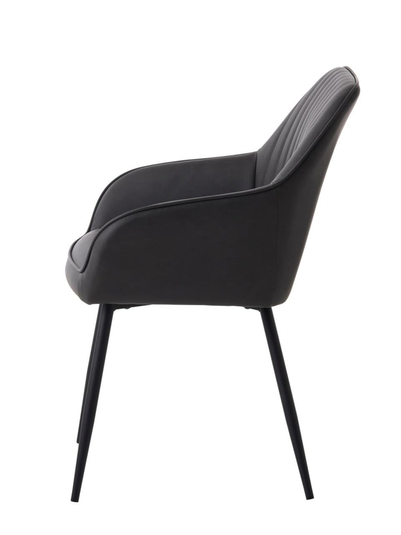 Nolan Spisebordsstol, Mørkegrå PU, 58x59,5x84 cm, Sæt af 2