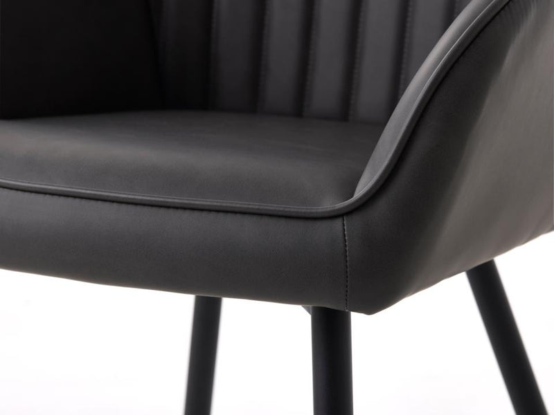 Nolan Spisebordsstol, Mørkegrå PU, 58x59,5x84 cm, Sæt af 2