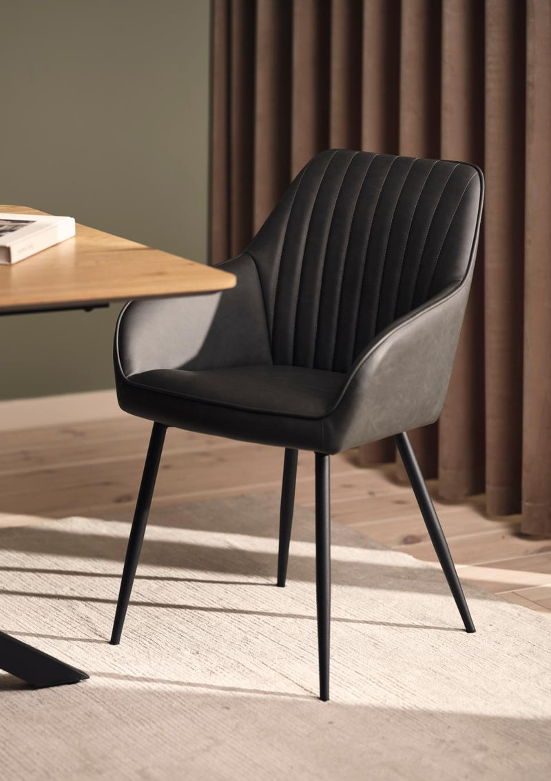 Nolan Spisebordsstol, Mørkegrå PU, 58x59,5x84 cm, Sæt af 2