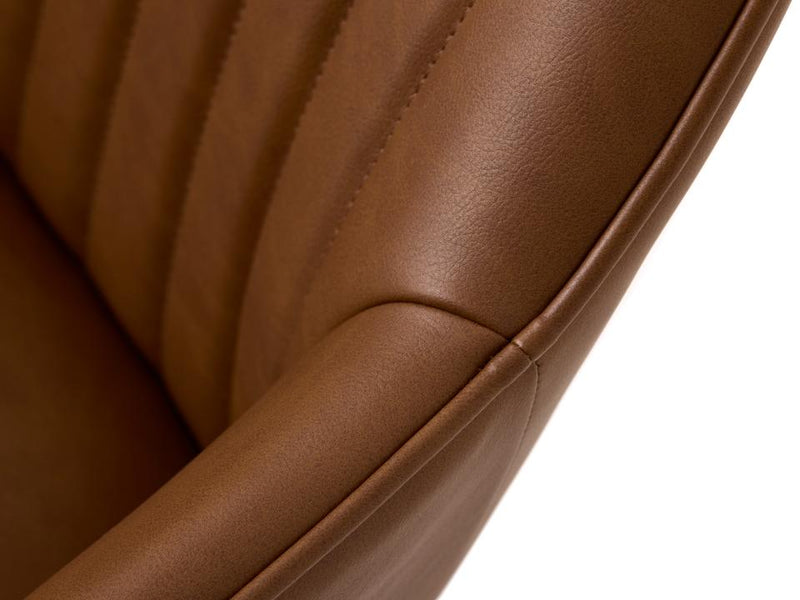 Nolan Spisebordsstol, Cognac PU, 58x59,5x84 cm, Sæt af 2