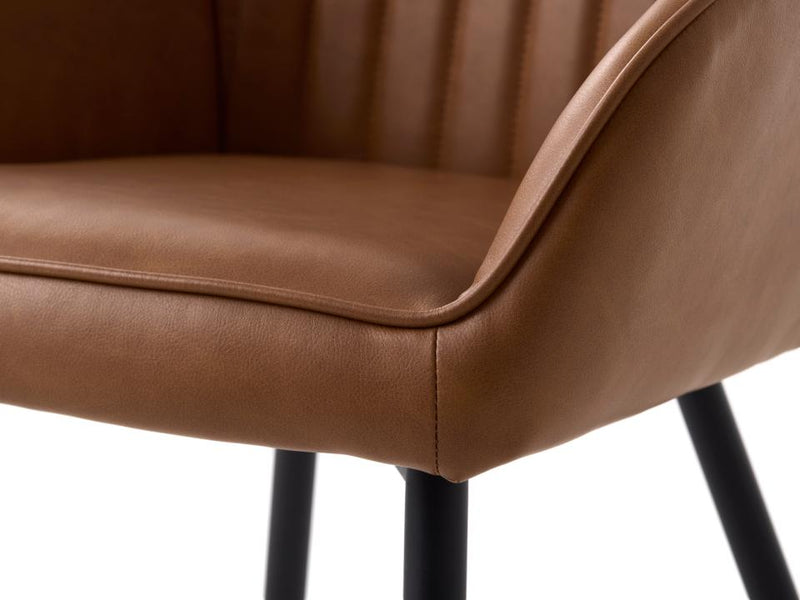 Nolan Spisebordsstol, Cognac PU, 58x59,5x84 cm, Sæt af 2