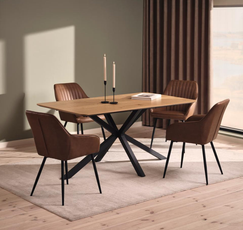 Nolan Spisebordsstol, Cognac PU, 58x59,5x84 cm, Sæt af 2