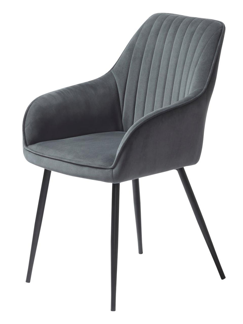 Nolan Spisebordsstol Mørkegrå Velour, 58x59,5x84 cm, Sæt af 2