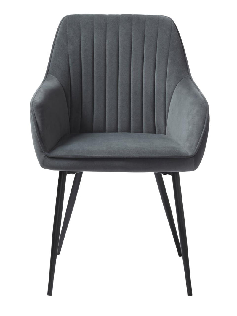 Nolan Spisebordsstol Mørkegrå Velour, 58x59,5x84 cm, Sæt af 2