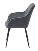 Nolan Spisebordsstol Mørkegrå Velour, 58x59,5x84 cm, Sæt af 2