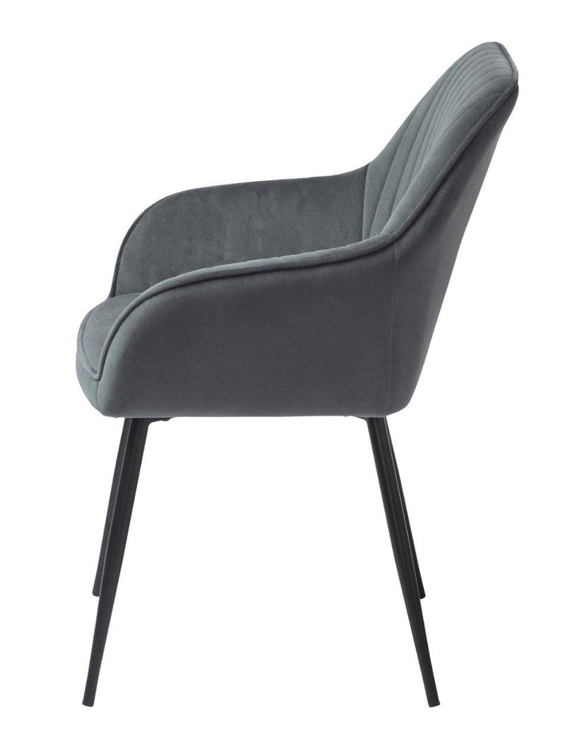 Nolan Spisebordsstol Mørkegrå Velour, 58x59,5x84 cm, Sæt af 2