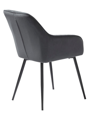 Nolan Spisebordsstol Mørkegrå Velour, 58x59,5x84 cm, Sæt af 2