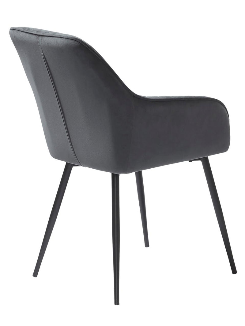 Nolan Spisebordsstol Mørkegrå Velour, 58x59,5x84 cm, Sæt af 2