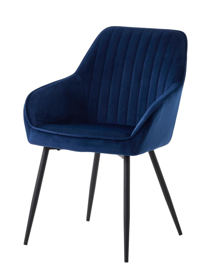 Nolan Spisebordsstol, Blå Velour, 58x59,5x84 cm, Sæt af 2