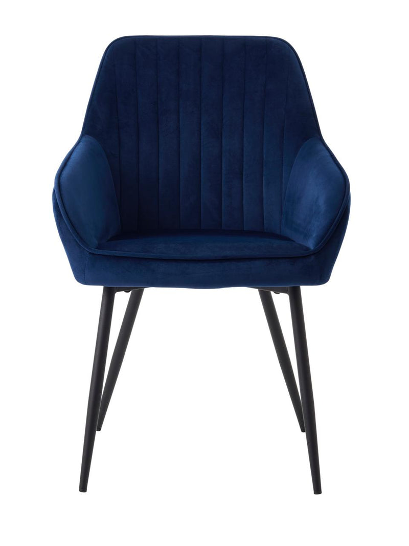 Nolan Spisebordsstol, Blå Velour, 58x59,5x84 cm, Sæt af 2